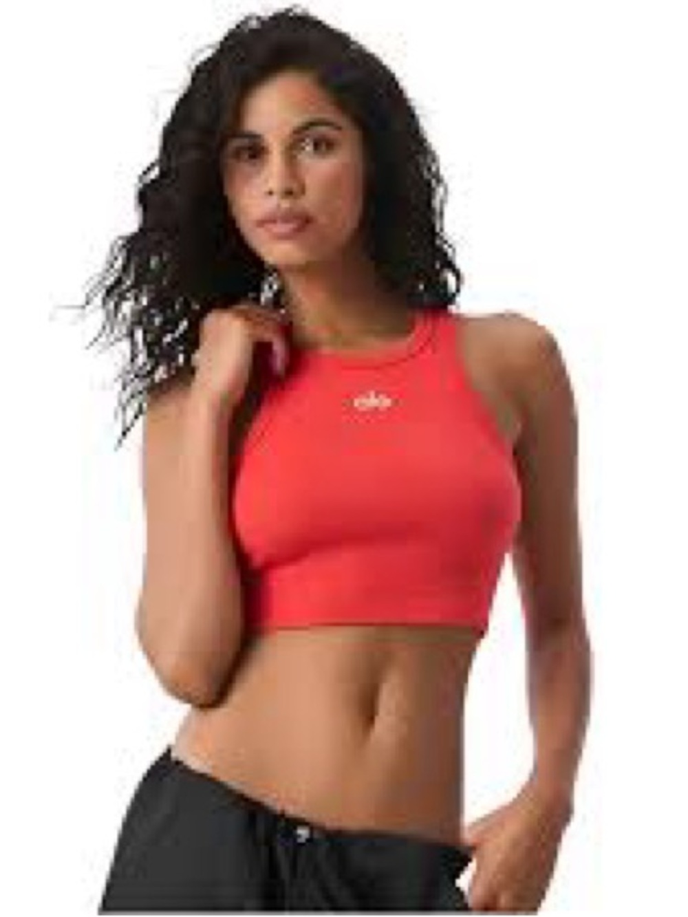 ALO Yoga Coral Pink Ribbed Crop Tank S